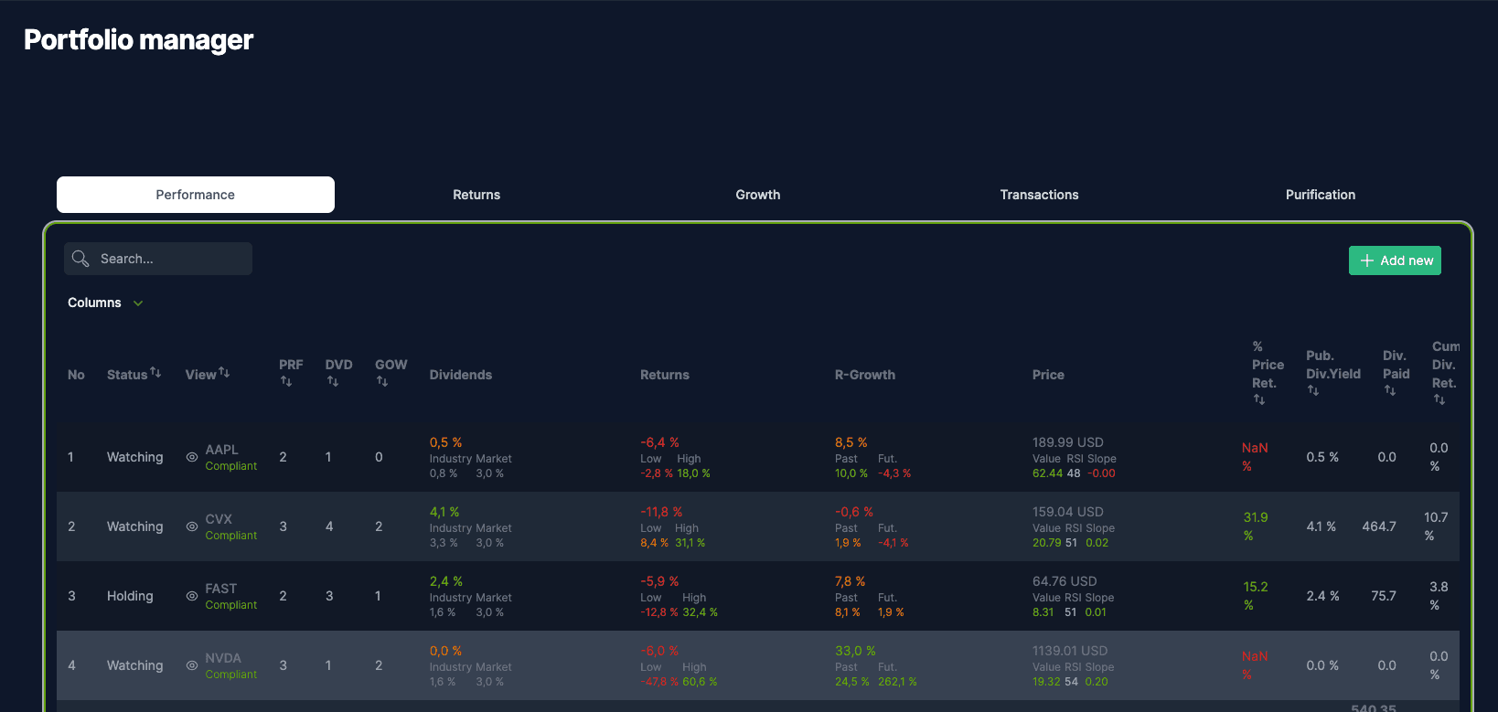 purepofo portfolio tools screenshot